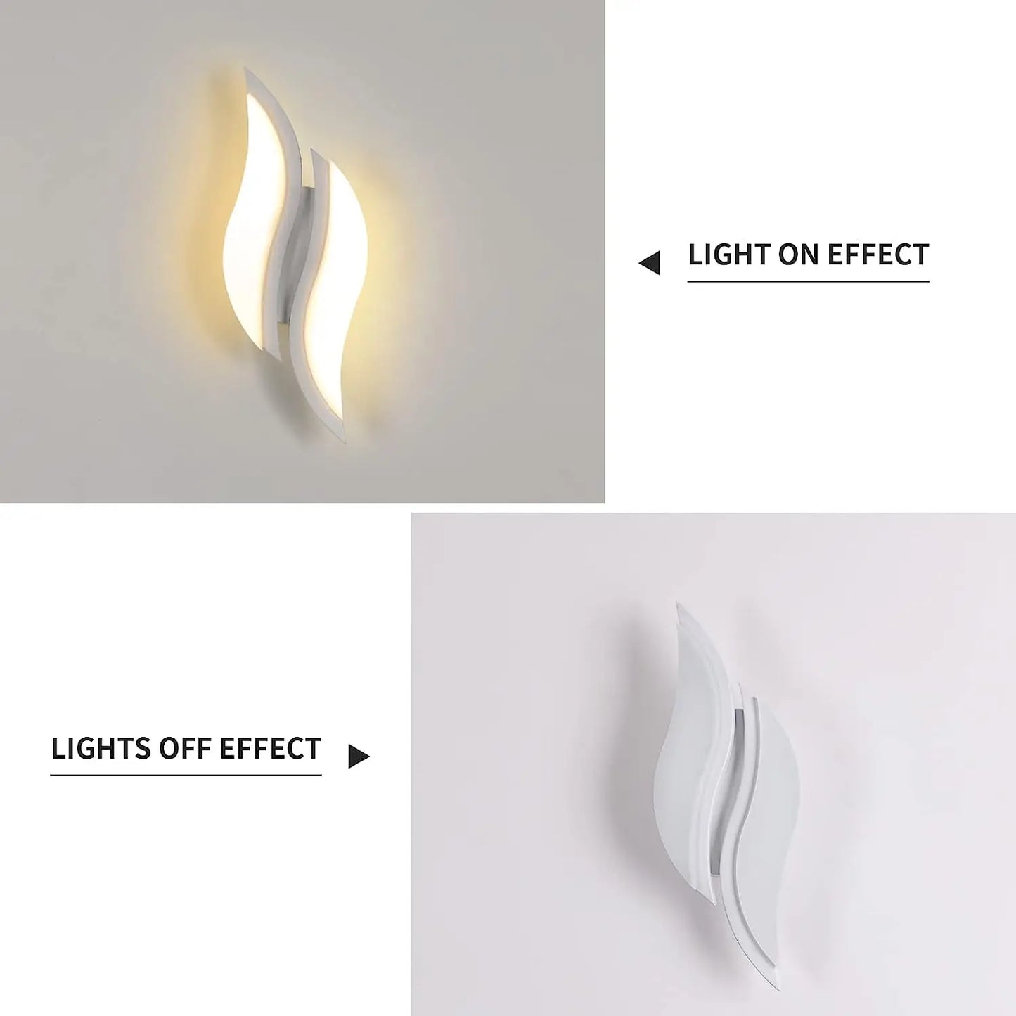 Modern White Wall Lamp 20W,LED Interior Wall Light,Warm Light 3000K Acrylic Aluminium Wall Lamp for Bedroom, Study in Hallway