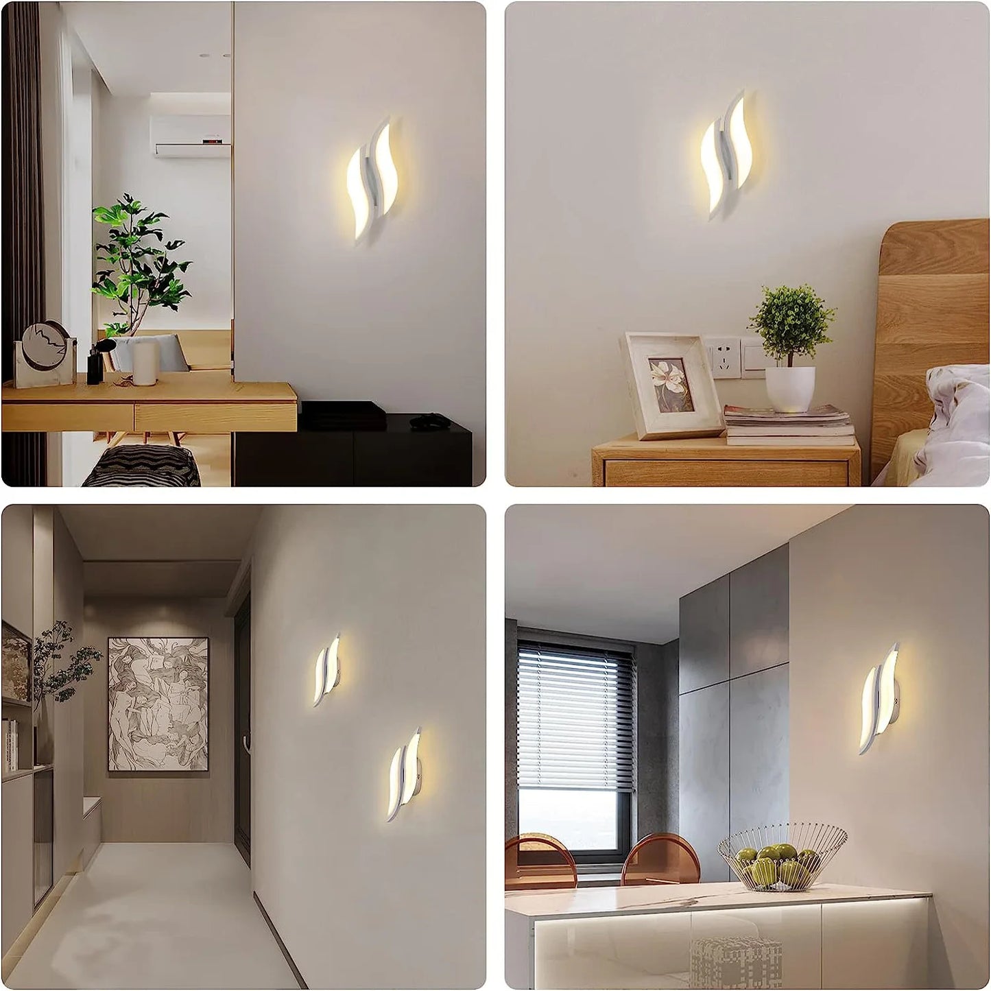 Modern White Wall Lamp 20W,LED Interior Wall Light,Warm Light 3000K Acrylic Aluminium Wall Lamp for Bedroom, Study in Hallway