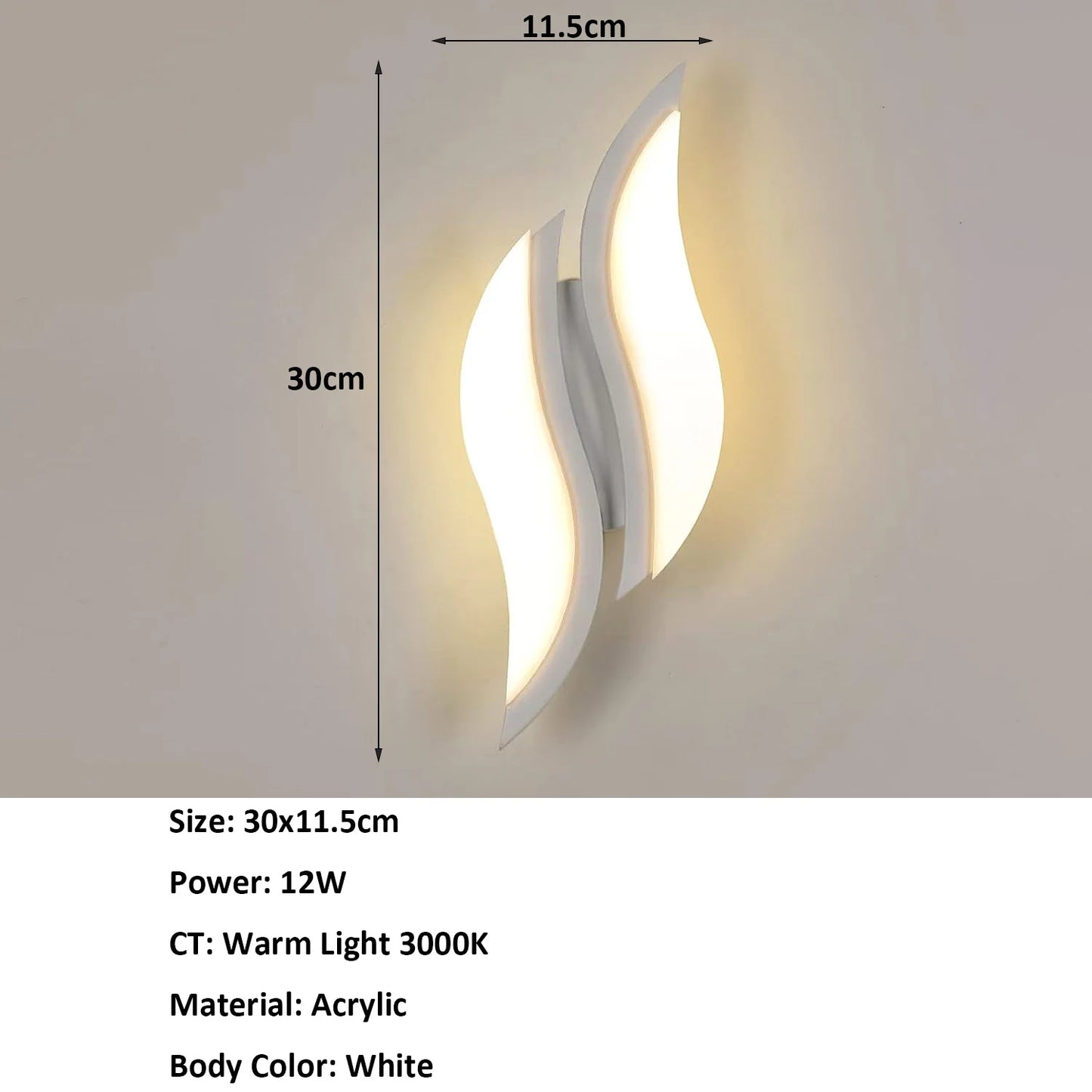 Modern White Wall Lamp 20W,LED Interior Wall Light,Warm Light 3000K Acrylic Aluminium Wall Lamp for Bedroom, Study in Hallway