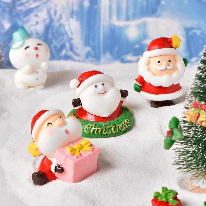 Christmas Decoration Santa Claus Snowman Figurine Fairy Christmas Miniatures Figurines Christmas Gifts DIY Home Decoration