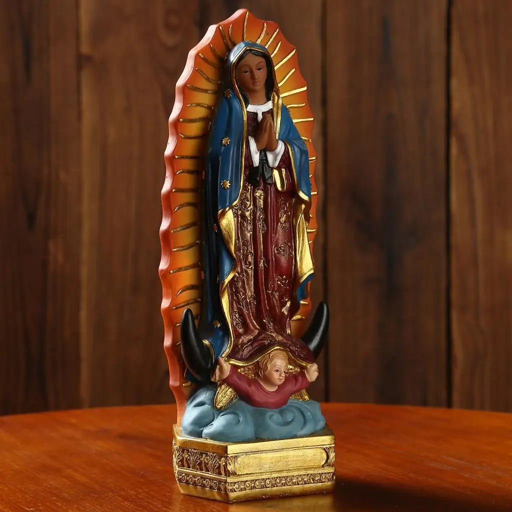 Wunderschöne Statue Unserer Lieben Frau von Guadalupe, Jungfrau Maria, Skulptur, Kunstharz, Geschenk, Weihnachtsdekoration, Ornament