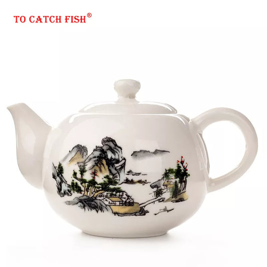 Théière chinoise Kung Fu, bouilloire en céramique exquise, services à café et à thé, théière à fleurs des traditions chinoises, service à thé en porcelaine