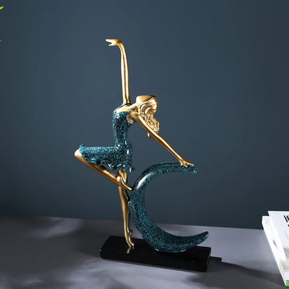 Statue de danseuse de Ballet en forme de lune pour fille, ornements de décoration pour salon, meuble TV, cadeaux d'anniversaire, Artware, décoration de maison