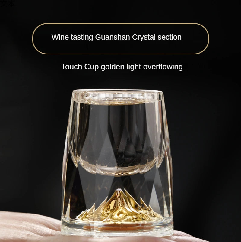 Crystal Glasses Gold Foil Crystal Shot Glasses For Vodka Glass Wine Set Double Glass Wine Cup For Home Bar Luxury Liquor Cups
