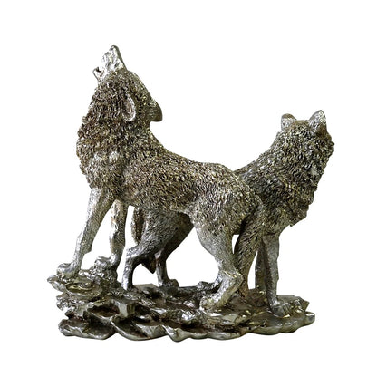 Bergwolf Figur Harz Holz Wolf Paar Miniatur Wildtier Totem Dekor Tischdekoration Kunstsammlung Kunsthandwerk
