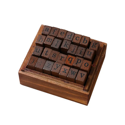 Yoofun 28-teiliges Alphabet-Stempel-Set aus Vintage-Holz-Gummibuchstaben, Standard-Stempelset für Bastelarbeiten, Kartenherstellung, Planer, Scrapbooking, Tagebücher