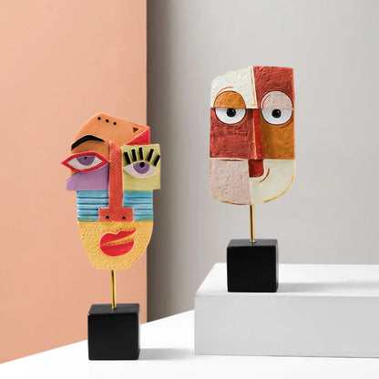 Sculptures Abstract Statue Ornaments Home Modern Statue Vase Figurines For Interior Abstract Face Art Ornament Nordic Crafts