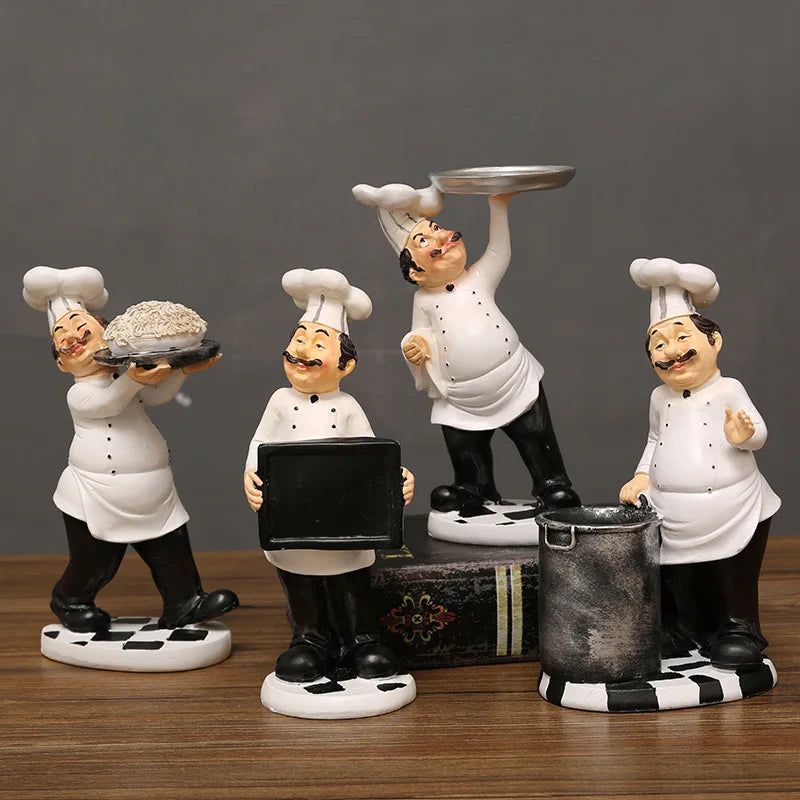 Home Decoration Accessories Statues Home Decor Chef Wine Rack Candle Holder Sculptures Figurines For Interior Room Ornaments
