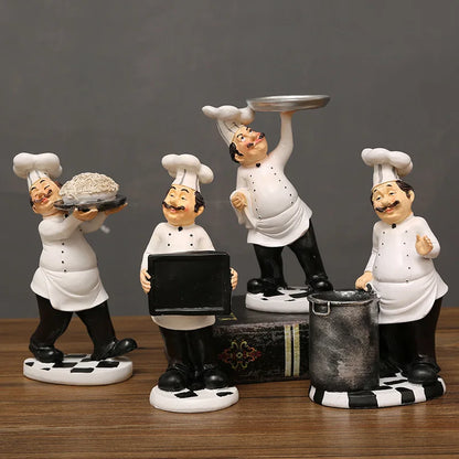 Home Decoration Accessories Statues Home Decor Chef Wine Rack Candle Holder Sculptures Figurines For Interior Room Ornaments