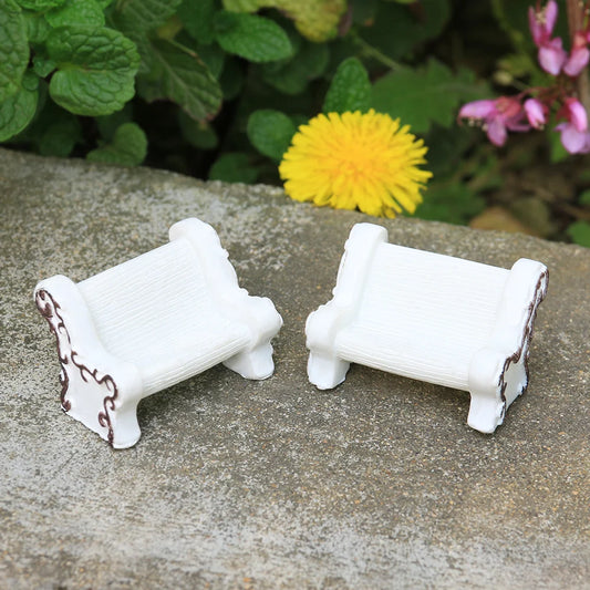 1Pair Miniature Park Seat Miniature Bench Chair Figurine DollHouse Furniture Accessories Bonsai Home Decor Fairy Garden Ornament