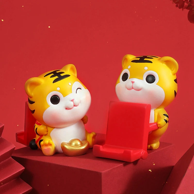 Cute Kawaii Tiger Figurines Figure Symbol Chinese New Year Twelve Zodiac Home Car Desktop Ornaments Decoration Mascot