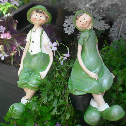 American Country Hanging Feet Couple Doll Resin Figurines Decoration items Outdoor Garden Accessories Courtyard Villa Statue Art