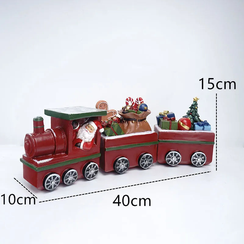 Santa Train Gift Christmas Decoration 2023 2024 Figurines For Interior Statues Sculptures Christmas Ornaments Home Crafts Bear