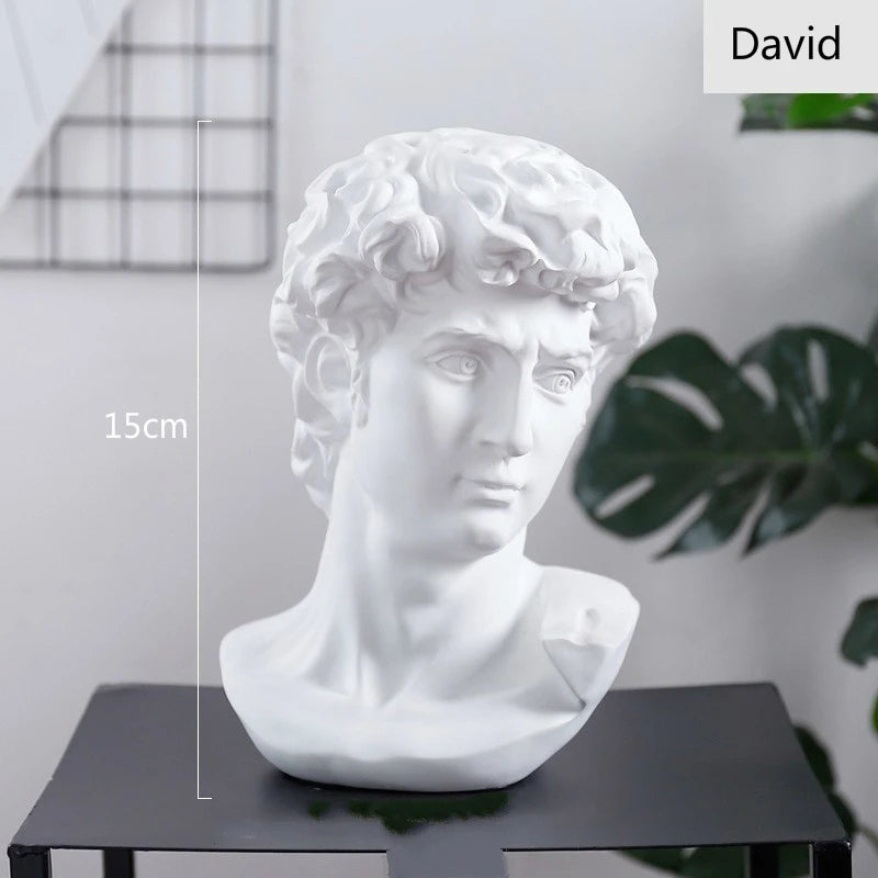 15cm David Statue Head Portraits Mini Gypsum Michelangelo Home Decoration Resin Art Craft Sketch Practice Room Decor sculpture