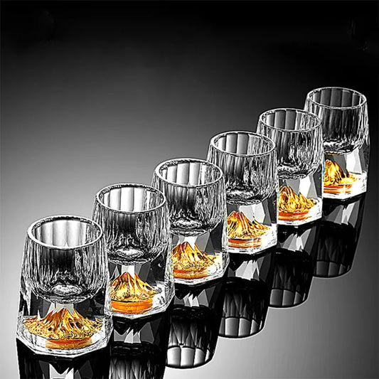 Crystal Glass Wine Glasses Gold Foil Drinkware Cocktail Shot Whiskey Vodka Beer Mugs Home High-End Sets Creative Bar Liquor Cups