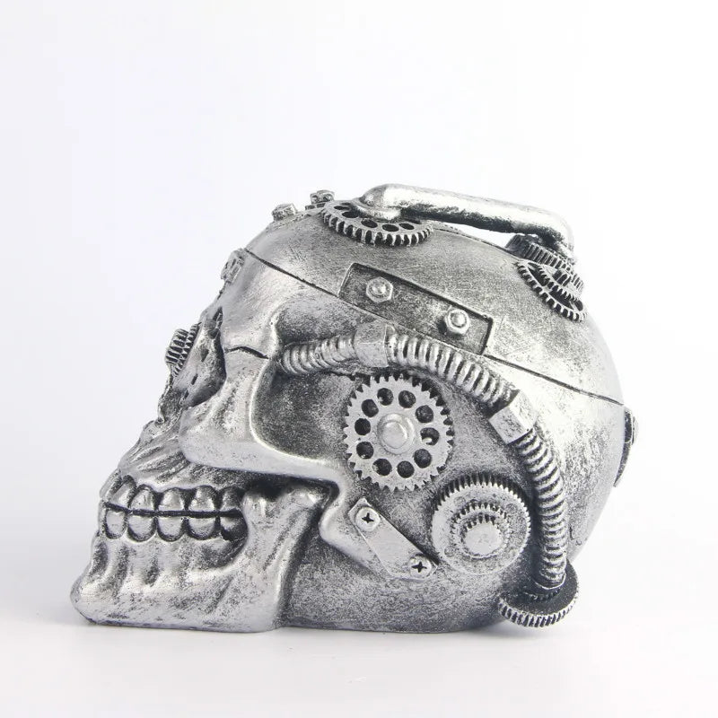 BUF argent mécanique engrenage crâne Statue résine artisanat Style Punk décoration de la maison Sculpture Halloween fête décor ornements cadeaux