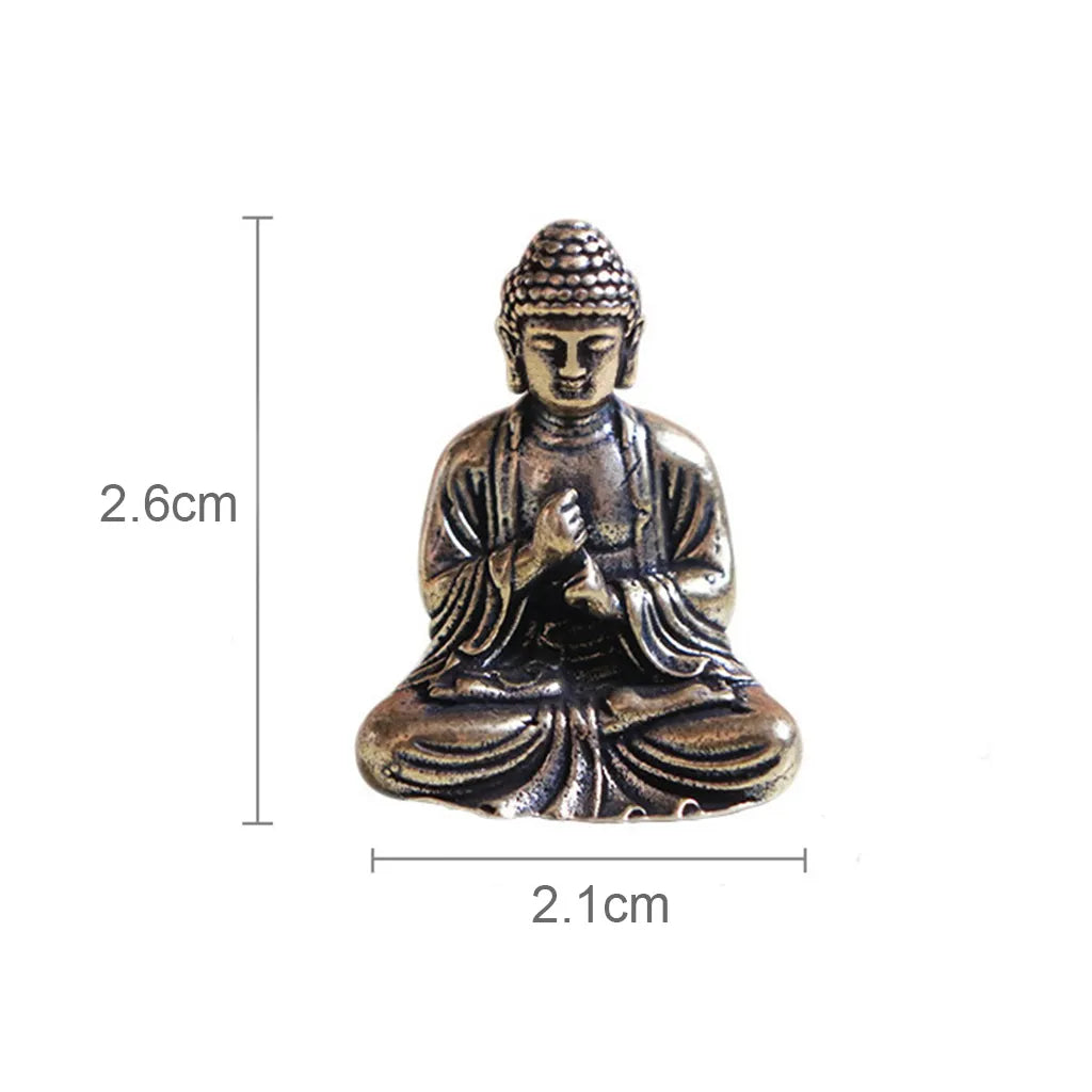 10Pcs Mini Brass Sitting Buddha Statue Figurine for Journey Buddhism Worship Home Office Desktop Decoration