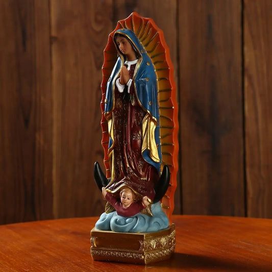 Wunderschöne Statue Unserer Lieben Frau von Guadalupe, Jungfrau Maria, Skulptur, Kunstharz, Geschenk, Weihnachtsdekoration, Ornament