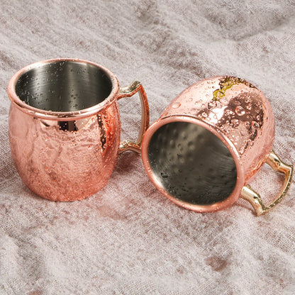 New Mini 60ml Moscow Mule Mug Coffee Wine Bear Cup Hammered Copper Plated Cup Home Kitchen Bar Supplies Kitchen Drinkware Mugs