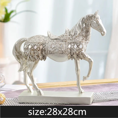 Creative Resin Golden Horse Simulation Animal Gem Crystal Decorations Crafts Modern Home Desktop Decoration Miniature Figurines