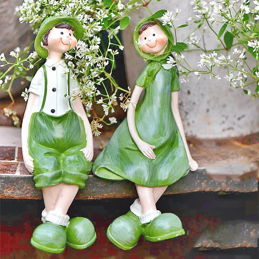 American Country Hanging Feet Couple Doll Resin Figurines Decoration items Outdoor Garden Accessories Courtyard Villa Statue Art