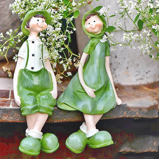 American Country Hanging Feet Couple Doll Resin Figurines Decoration items Outdoor Garden Accessories Courtyard Villa Statue Art