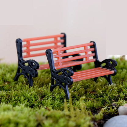 1Pair Miniature Park Seat Miniature Bench Chair Figurine DollHouse Furniture Accessories Bonsai Home Decor Fairy Garden Ornament
