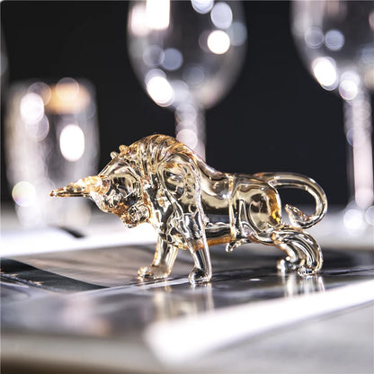 Beatiful Champagne Crystal Bull Figurine Art Glass Animal Ornament Statues Souvenir Sculpture Home Office Decor Gift For Dad/Boy