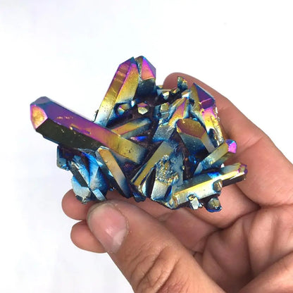 Natürlicher Quarzkristall, Regenbogen-Titan-Cluster, seltene Mineralprobe, Reiki-Heilstein, Basteldekoration