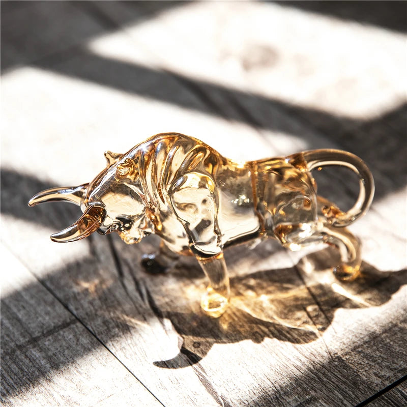 Beatiful Champagne Crystal Bull Figurine Art Glass Animal Ornament Statues Souvenir Sculpture Home Office Decor Gift For Dad/Boy