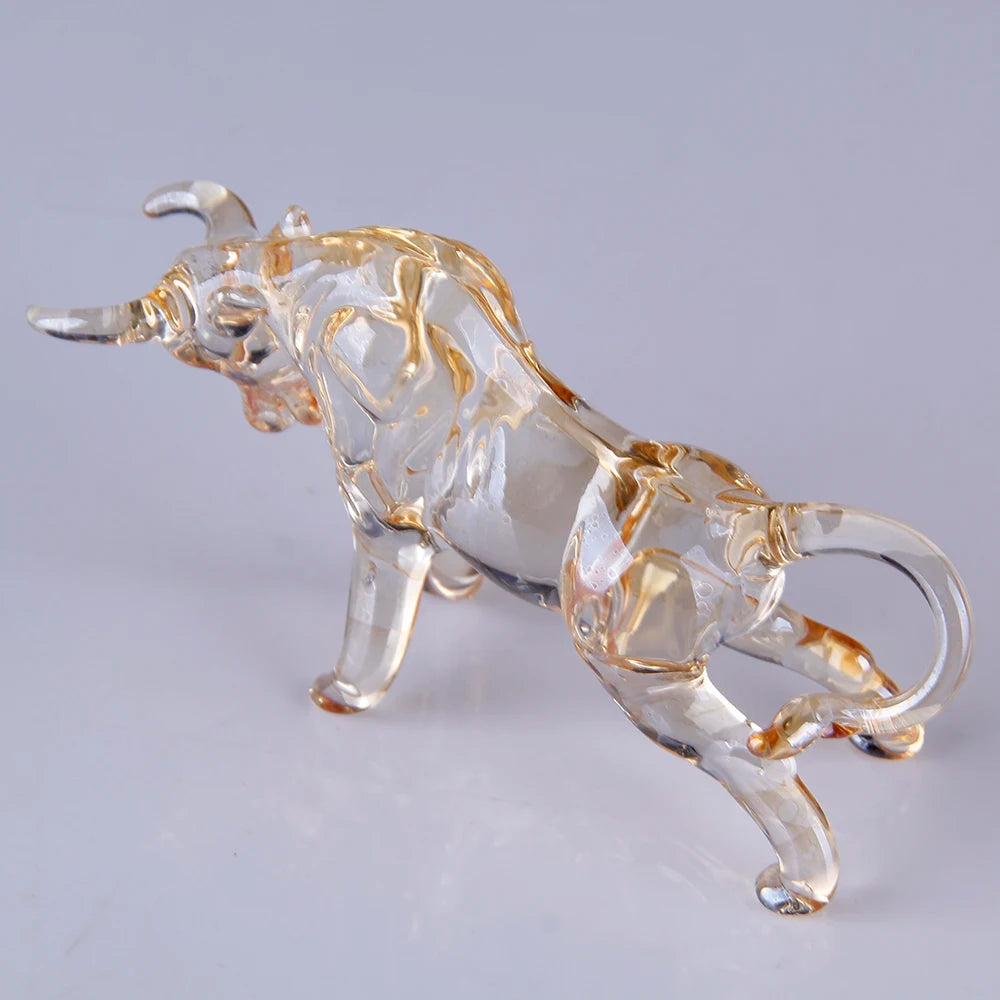 Beatiful Champagne Crystal Bull Figurine Art Glass Animal Ornament Statues Souvenir Sculpture Home Office Decor Gift For Dad/Boy