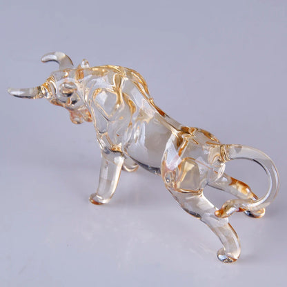 Beatiful Champagne Crystal Bull Figurine Art Glass Animal Ornament Statues Souvenir Sculpture Home Office Decor Gift For Dad/Boy