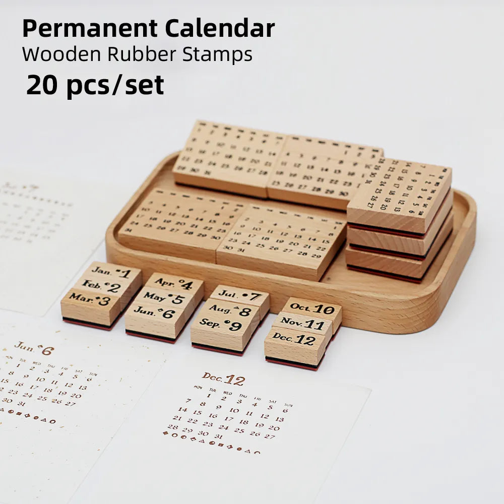 Yoofun 20 Teile/satz Permanent Kalender Holz Stempel Scrapbooking Dekoration Bullet Journaling DIY Handwerk Standard Stempel