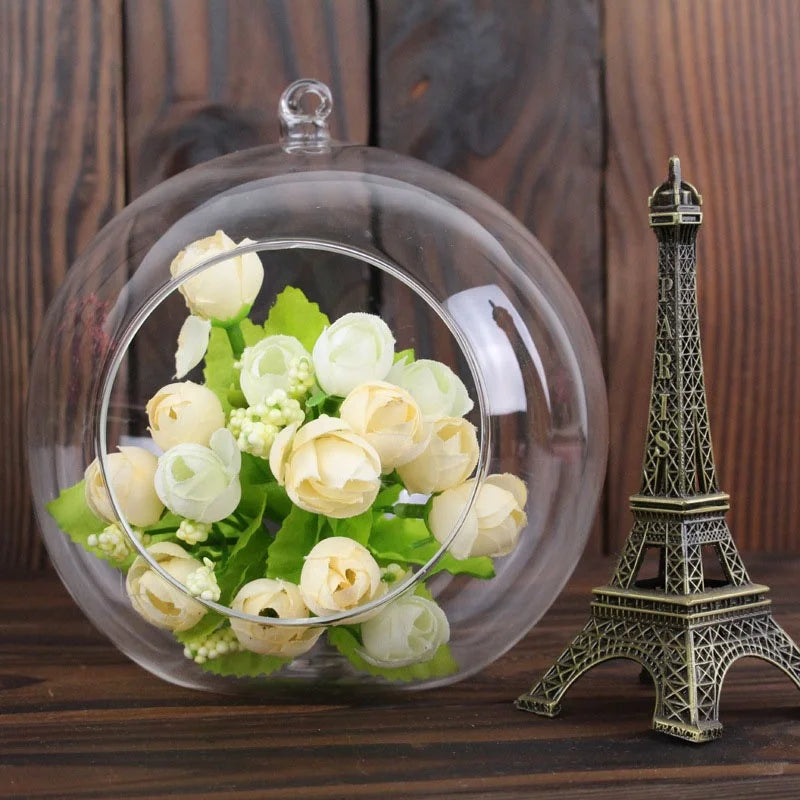 Hanging Glass Ball Vase Flower Plant Potted Creative Glass Container Home Office Decoration Home Table Decor Room Glass Vases