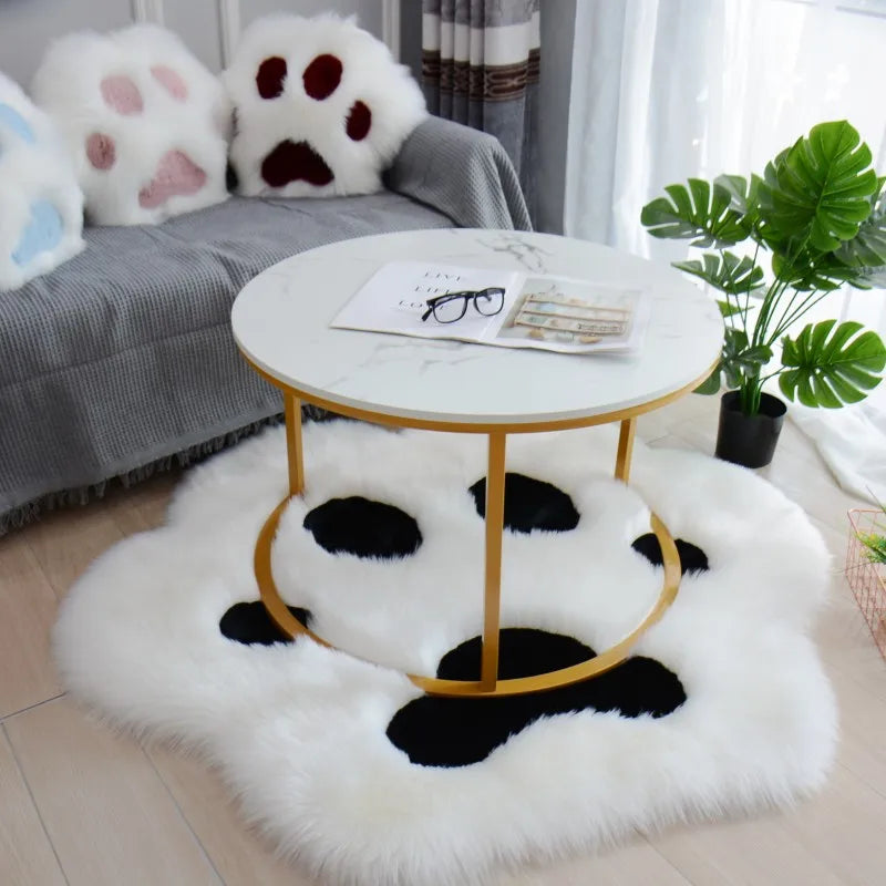 Cute Cat Paw Pattern Soft Plush Carpet Home Sofa Coffee Table Floor Mat Bedroom Bedside Decorative Carpe t Christmas gifts