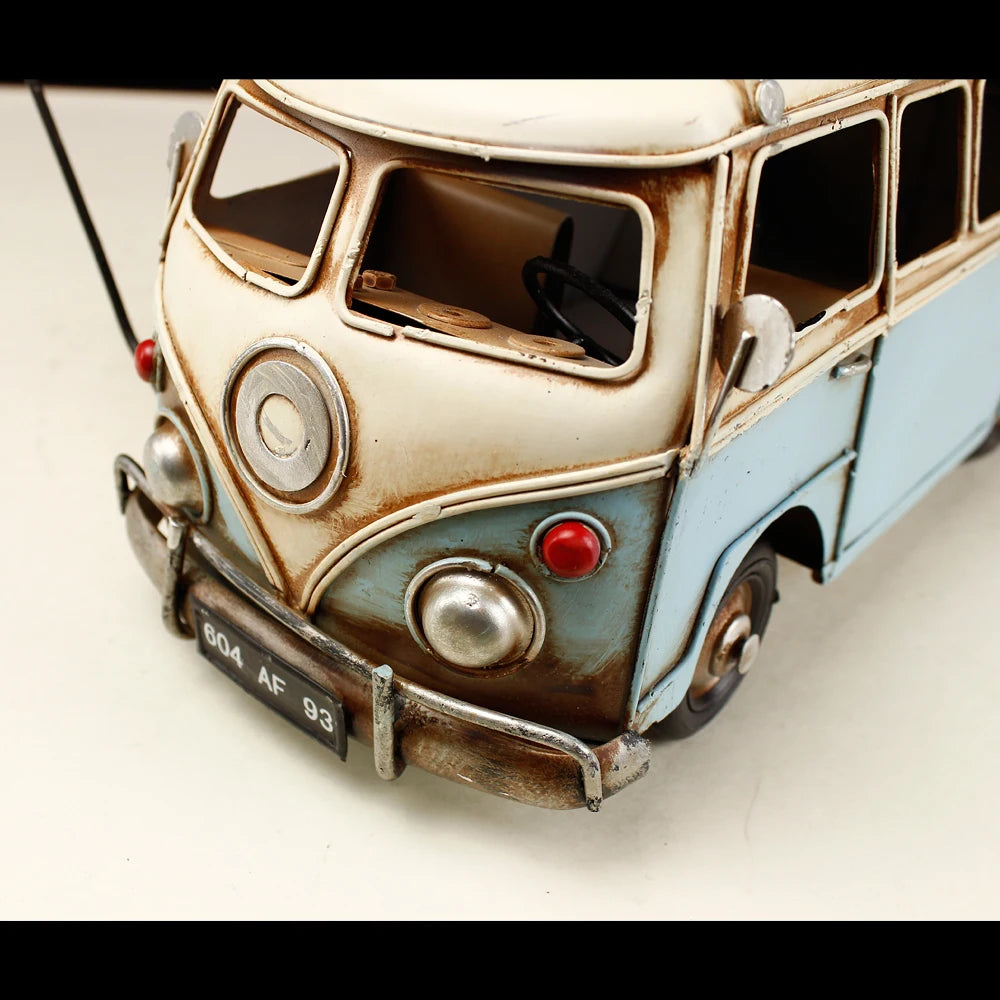 Classic German Camping Bus Metal Hand-Crafted Retro Model Industrial Home Decoration Living Room Decorations Christmas Gifts