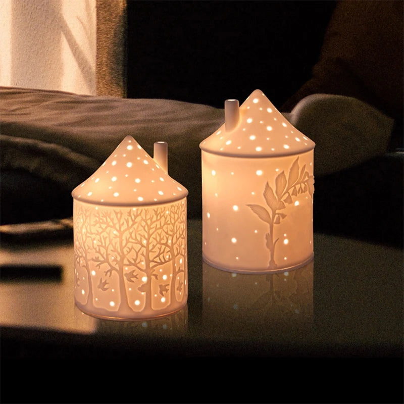 Ceramics Candlestick House Shaped Candle Cup Perfect for Wedding Party Home Decoration Use Exquisite Ceramic DIY Candles hot