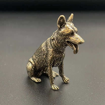 Messing Lucky Fortune Dog Home Dekoration Kleine Ornamente Kleiner Welpe Bronze Chinesische Desktop Kleine Figuren Kupfer Wolf Tee Haustiere