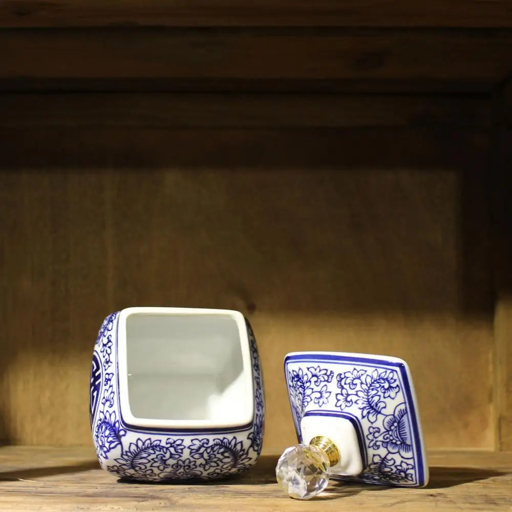 Ceramic canister, Ceramic pot, Blue and white