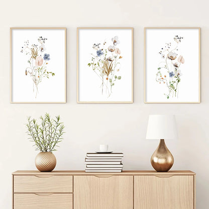 Watercolor Mix Flowers Leaves Botanical Posters Canvas Prints Painting Wall Art Picture for Living Room Interior Home Decoration