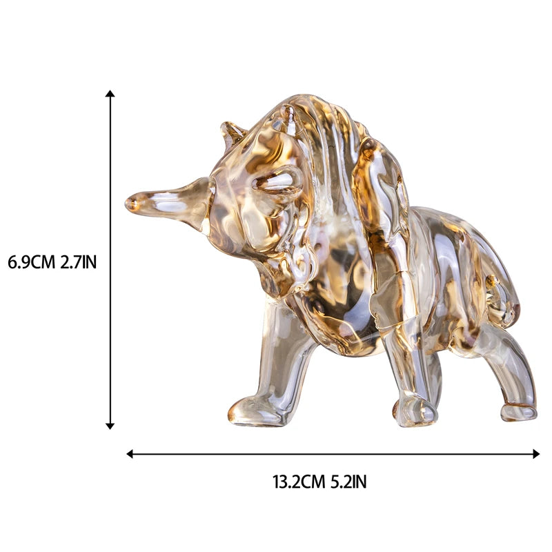 H&D 5.2in Crystal Bull Sculpture Ornament Art Glass Animal Collectible Figurines Table Decor Souvenir Statue Gift For Dad/Friend