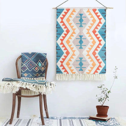 Home Decorrtion Macrame Wall Hanging Tapestry Cotton Tassel Handmade Woven Bohemian geometric Art background cloth tapestry