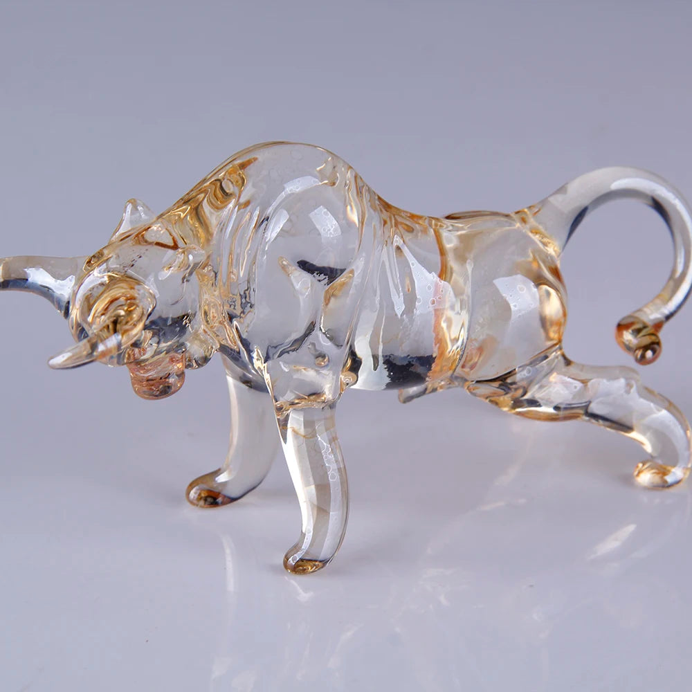 Beatiful Champagne Crystal Bull Figurine Art Glass Animal Ornament Statues Souvenir Sculpture Home Office Decor Gift For Dad/Boy