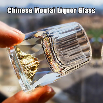Crystal Glass Whiskey Glasses Bar Liqueur Bullet Cups Sake And Shochu Double-Layered Thick Bottoms Small Capacity Tea Cups