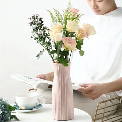 Vase en plastique pour décoration de maison, Pot de fleur en céramique blanche, panier de plantes, décoration nordique de mariage, Table à manger, chambre à coucher