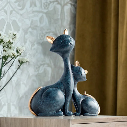 Resin Cat Figurines Miniatures Decorative Animals desktop gift cat statue ornaments home decoration casa living room accessories