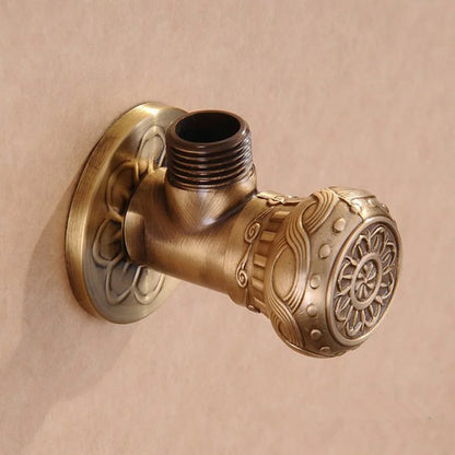 Antique Brass Fine Arts Pattern Triangle Valve Bathroom accessory 1/2 Threads 1/2 brass angle valves