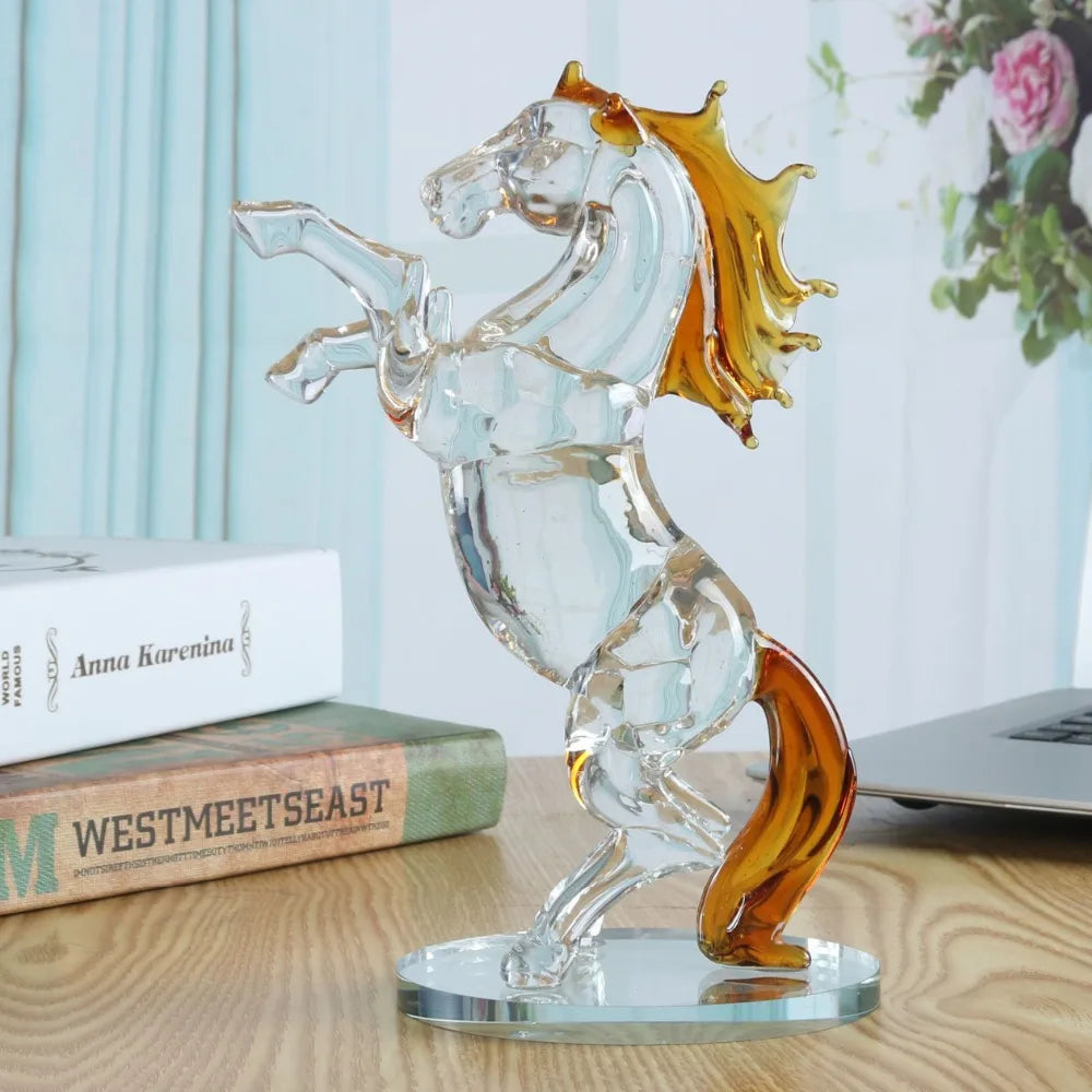 Crystal Horse Figurines Collection Glass Horse Animal Paperweight Table Sculpture Ornament Decor Kids Birthday Gifts Home Decor