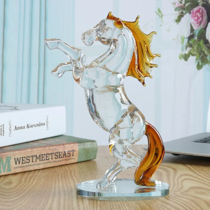 Crystal Horse Figurines Collection Glass Horse Animal Paperweight Table Sculpture Ornament Decor Kids Birthday Gifts Home Decor