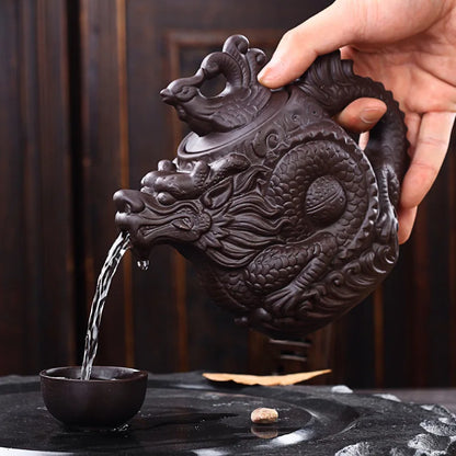 Authentic Yixing Teapot Dragon and Phoenix Tea Pot Big Capacity Purple Clay Tea Set Kettle Kung Fu Teapots Drop Shipping